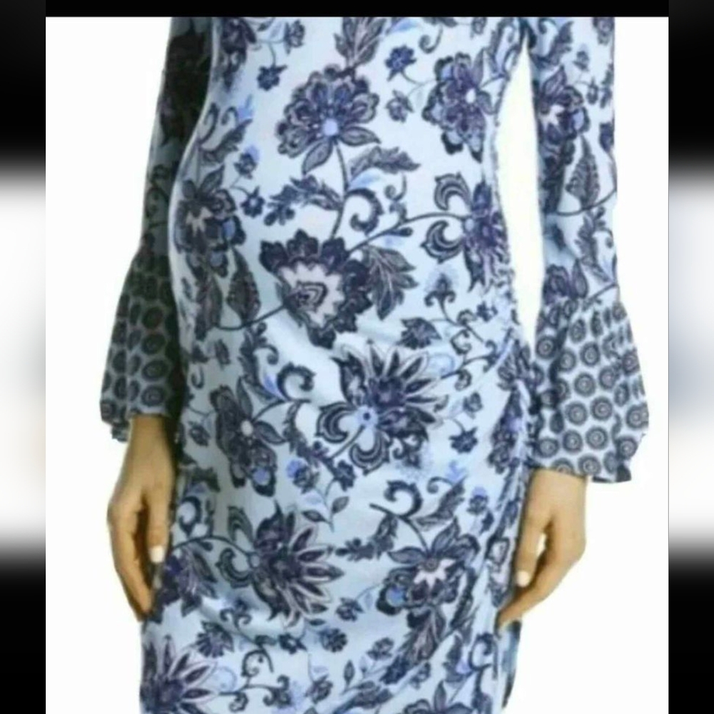 Flutter & Kick Baby Blue Floral Maternity Dress